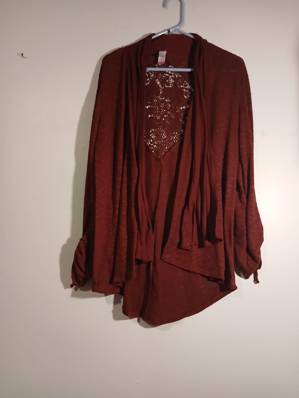 No Boundries Open Front Sweater. Berry Color. Size Large. (11-13)